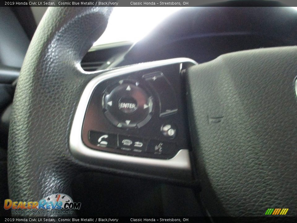 2019 Honda Civic LX Sedan Cosmic Blue Metallic / Black/Ivory Photo #30