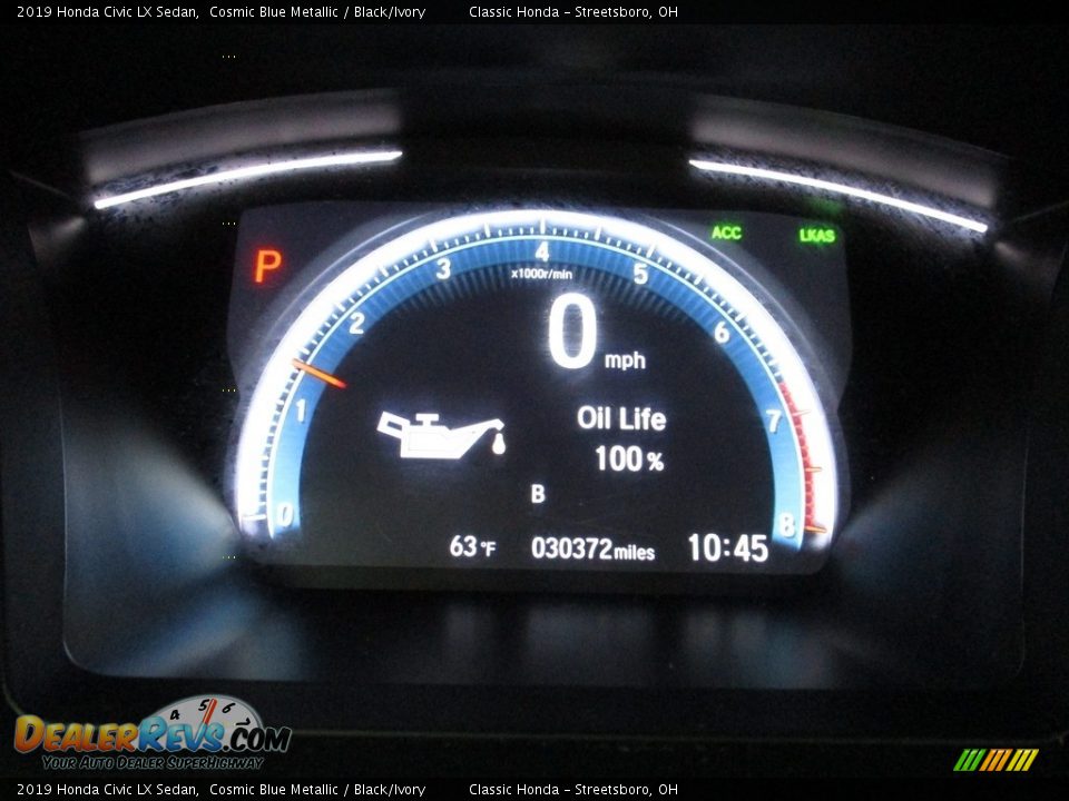 2019 Honda Civic LX Sedan Cosmic Blue Metallic / Black/Ivory Photo #32