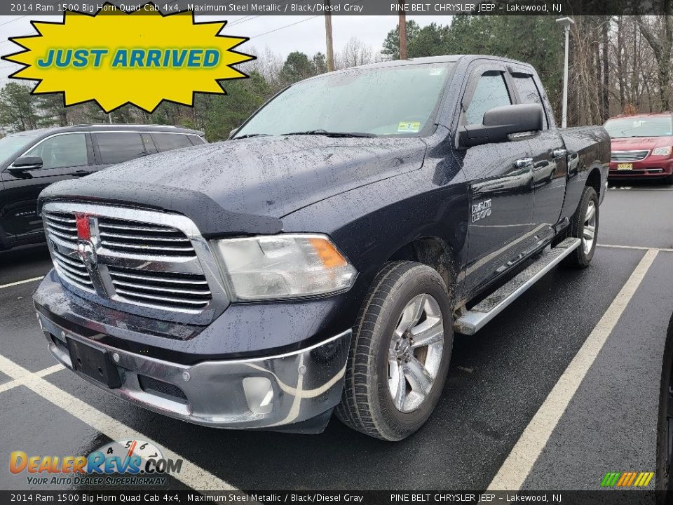 2014 Ram 1500 Big Horn Quad Cab 4x4 Maximum Steel Metallic / Black/Diesel Gray Photo #1