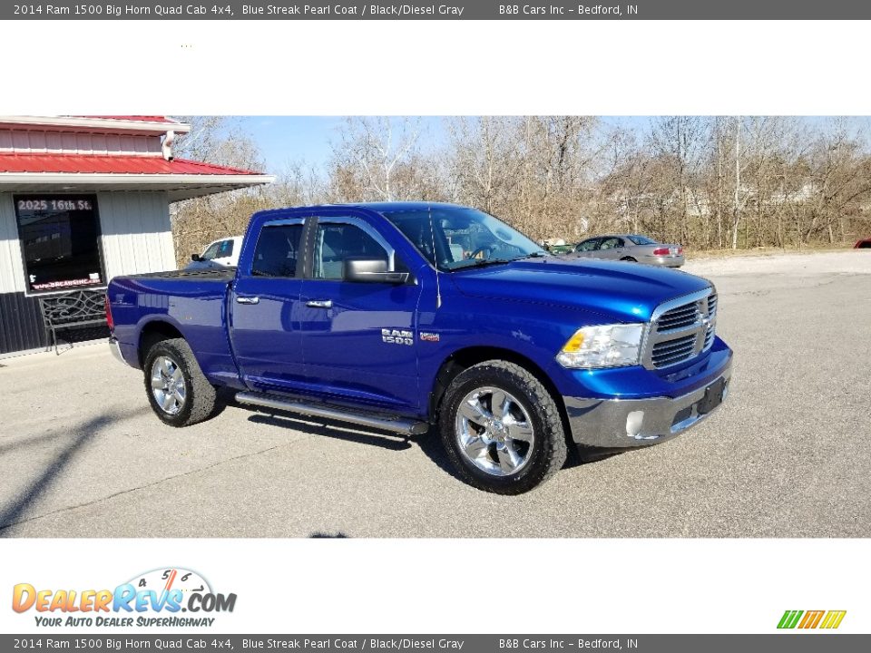 2014 Ram 1500 Big Horn Quad Cab 4x4 Blue Streak Pearl Coat / Black/Diesel Gray Photo #2