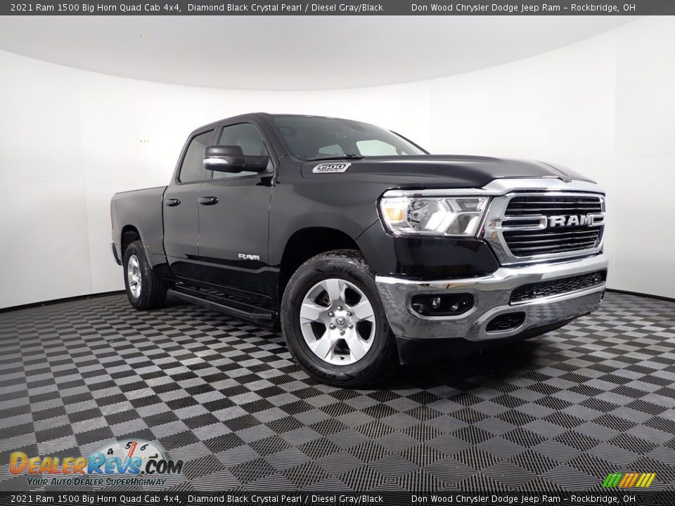 2021 Ram 1500 Big Horn Quad Cab 4x4 Diamond Black Crystal Pearl / Diesel Gray/Black Photo #7