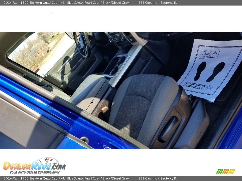 2014 Ram 1500 Big Horn Quad Cab 4x4 Blue Streak Pearl Coat / Black/Diesel Gray Photo #28