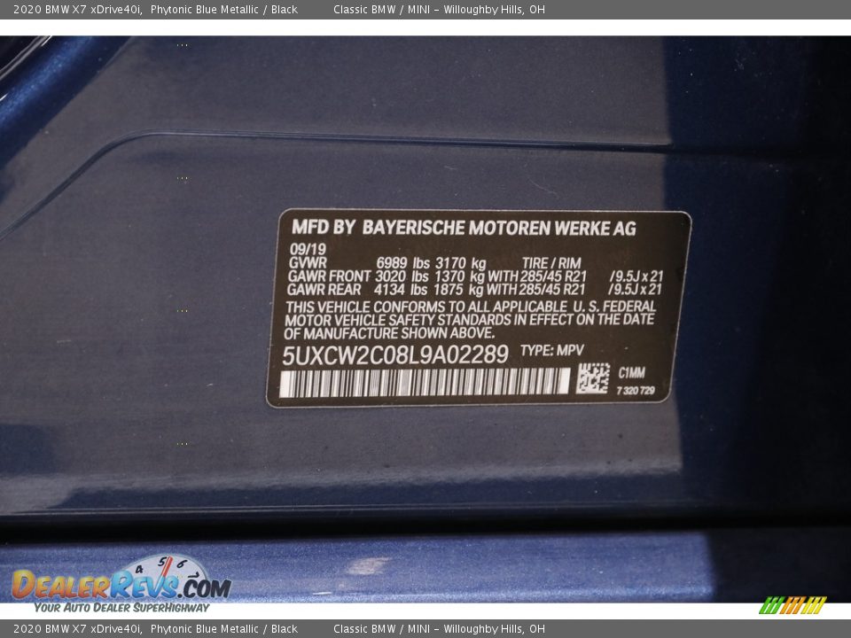 2020 BMW X7 xDrive40i Phytonic Blue Metallic / Black Photo #24