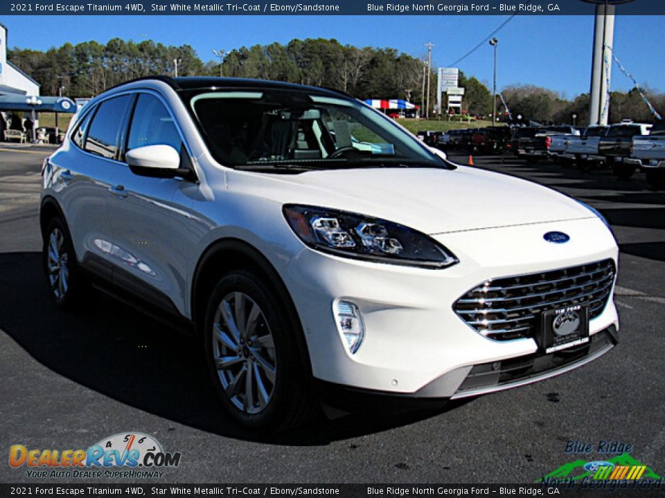 2021 Ford Escape Titanium 4WD Star White Metallic Tri-Coat / Ebony/Sandstone Photo #7