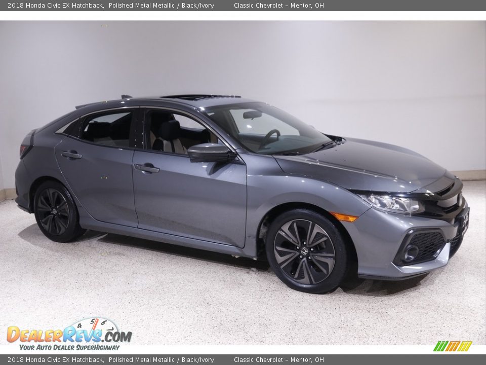 2018 Honda Civic EX Hatchback Polished Metal Metallic / Black/Ivory Photo #1