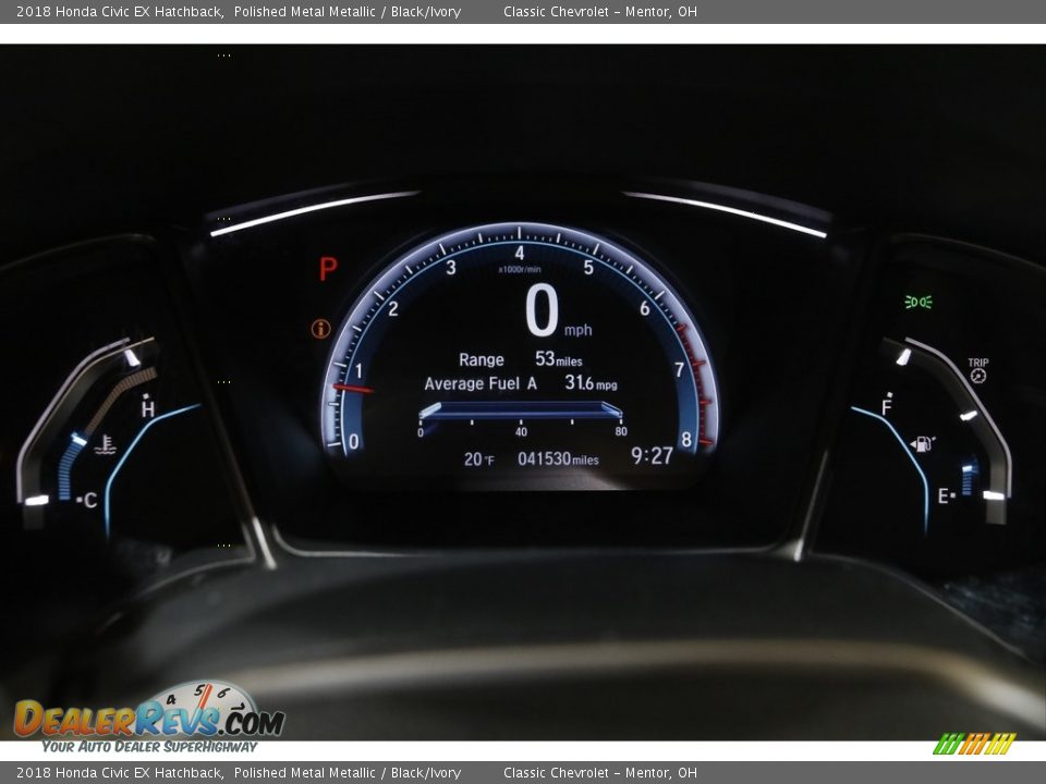 2018 Honda Civic EX Hatchback Polished Metal Metallic / Black/Ivory Photo #8