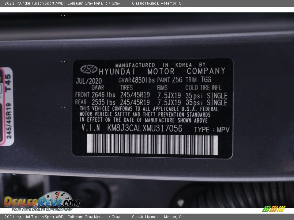 2021 Hyundai Tucson Sport AWD Coliseum Gray Metallic / Gray Photo #18