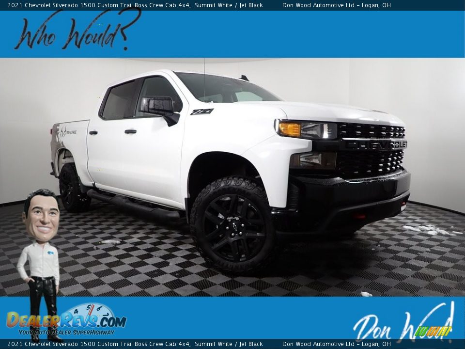 2021 Chevrolet Silverado 1500 Custom Trail Boss Crew Cab 4x4 Summit White / Jet Black Photo #1