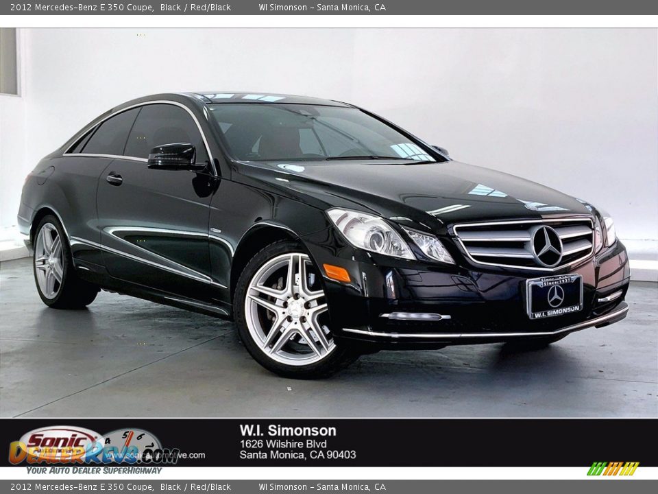 2012 Mercedes-Benz E 350 Coupe Black / Red/Black Photo #1