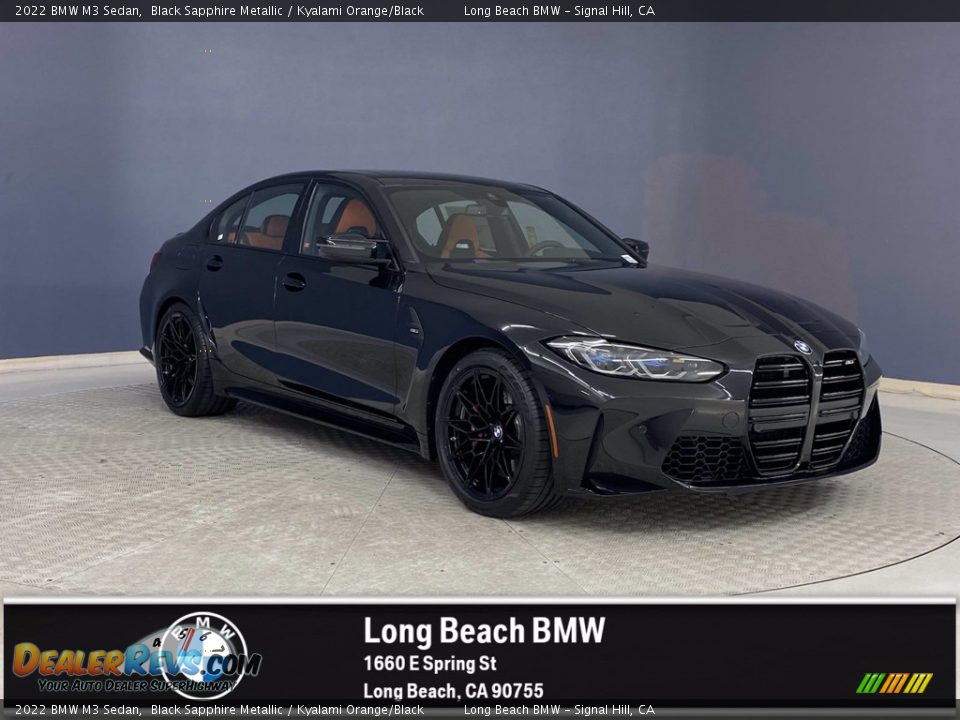 2022 BMW M3 Sedan Black Sapphire Metallic / Kyalami Orange/Black Photo #1