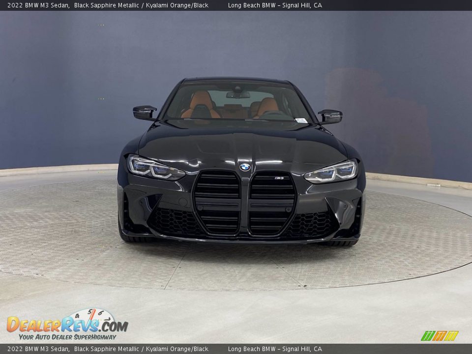 2022 BMW M3 Sedan Black Sapphire Metallic / Kyalami Orange/Black Photo #2