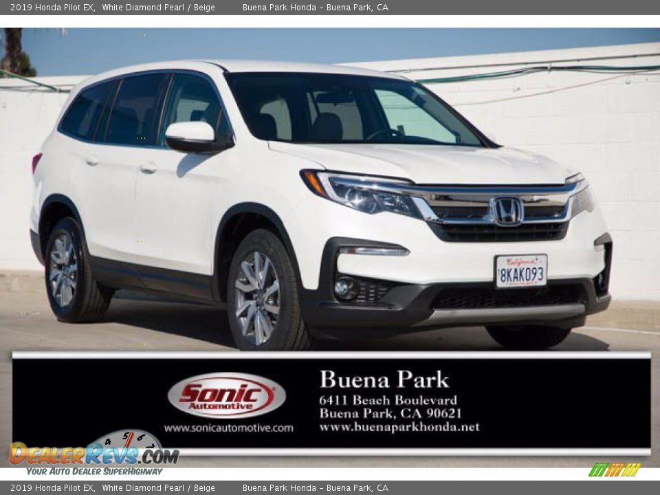 2019 Honda Pilot EX White Diamond Pearl / Beige Photo #1