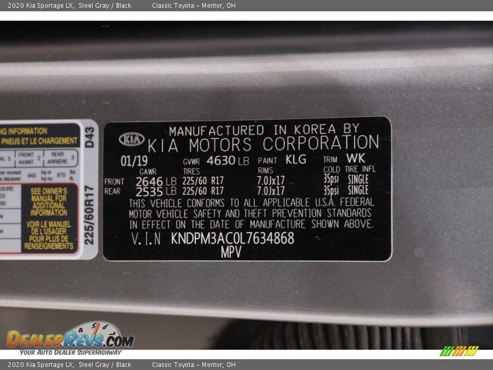 2020 Kia Sportage LX Steel Gray / Black Photo #19