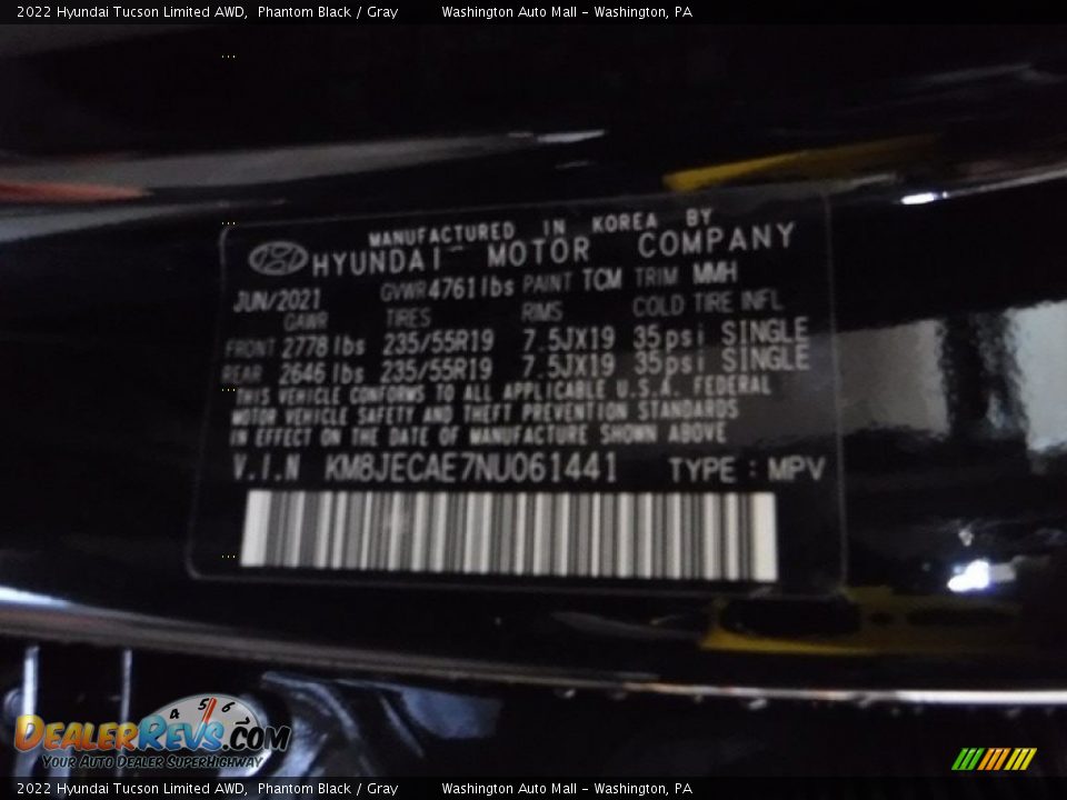 2022 Hyundai Tucson Limited AWD Phantom Black / Gray Photo #32