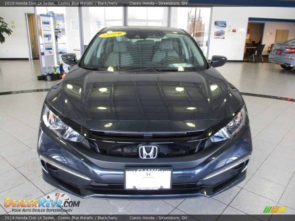 2019 Honda Civic LX Sedan Cosmic Blue Metallic / Black/Ivory Photo #2