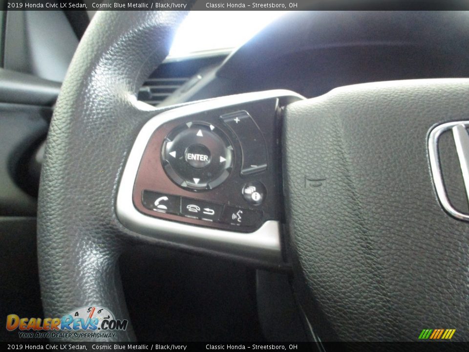 2019 Honda Civic LX Sedan Cosmic Blue Metallic / Black/Ivory Photo #30