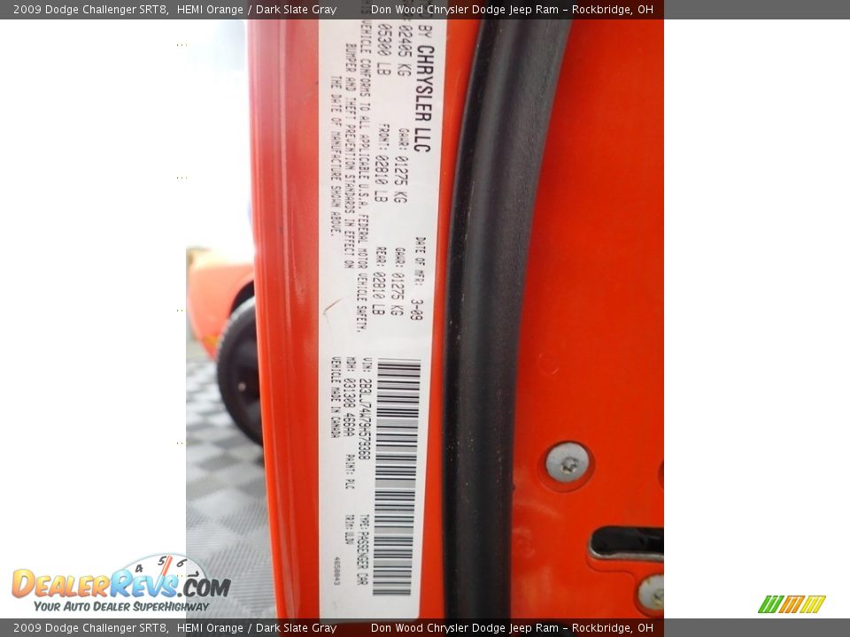2009 Dodge Challenger SRT8 HEMI Orange / Dark Slate Gray Photo #31