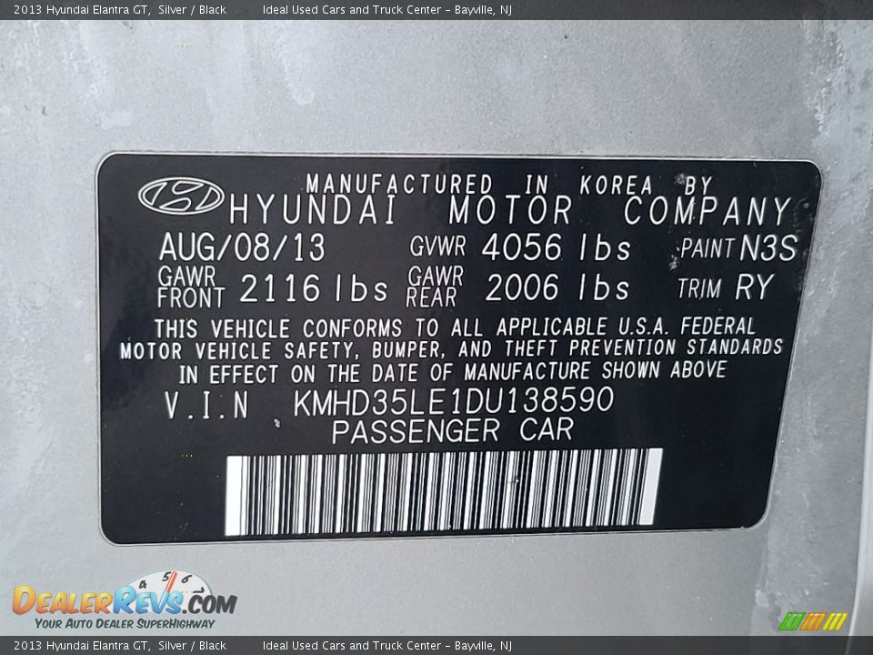 2013 Hyundai Elantra GT Silver / Black Photo #29
