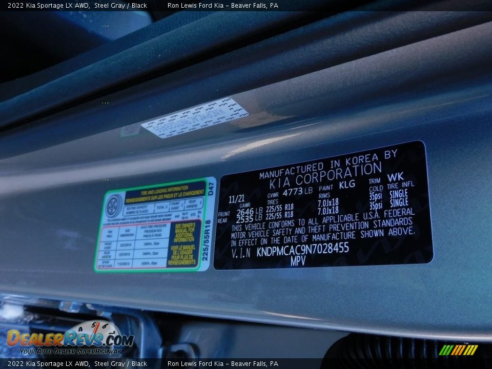 2022 Kia Sportage LX AWD Steel Gray / Black Photo #20