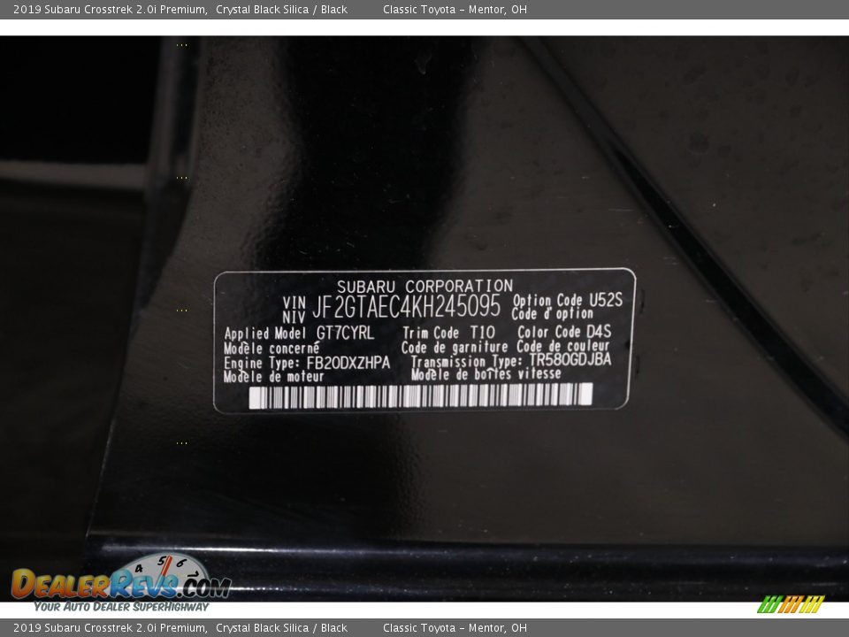 2019 Subaru Crosstrek 2.0i Premium Crystal Black Silica / Black Photo #22