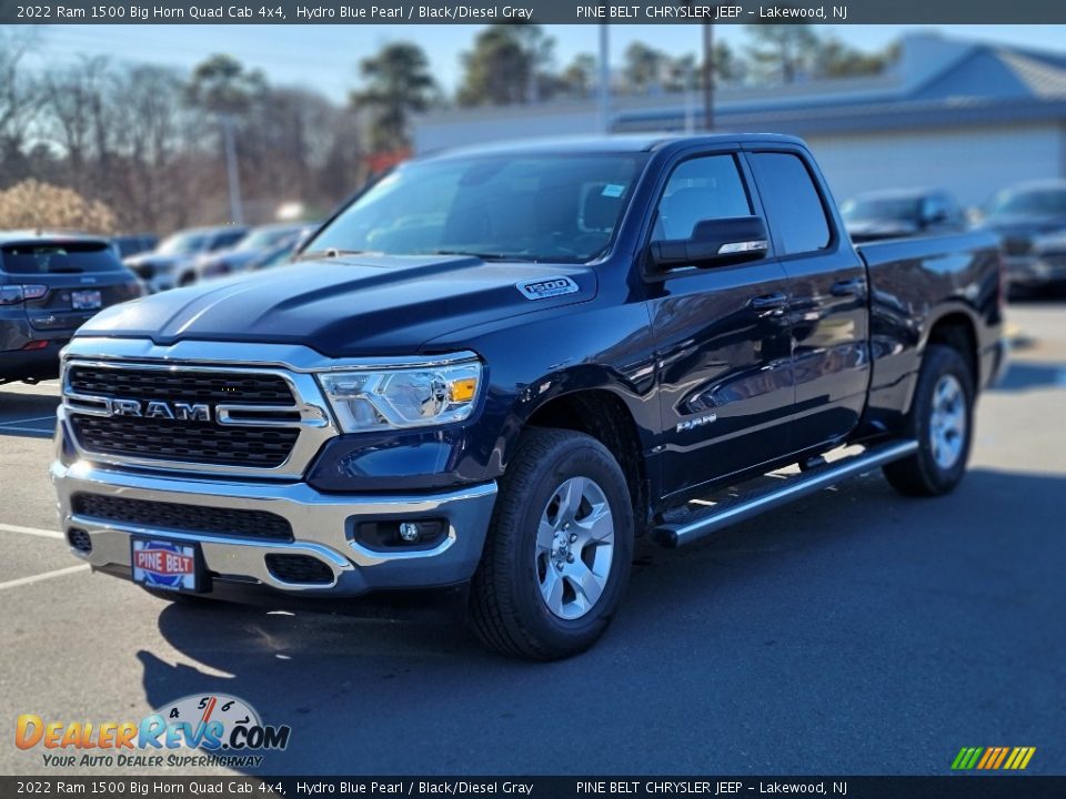 2022 Ram 1500 Big Horn Quad Cab 4x4 Hydro Blue Pearl / Black/Diesel Gray Photo #1