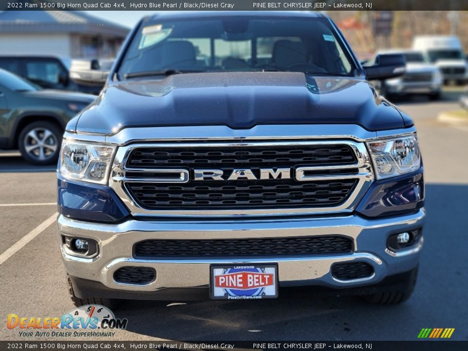 2022 Ram 1500 Big Horn Quad Cab 4x4 Hydro Blue Pearl / Black/Diesel Gray Photo #2