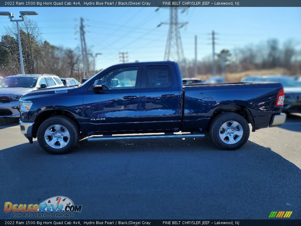 2022 Ram 1500 Big Horn Quad Cab 4x4 Hydro Blue Pearl / Black/Diesel Gray Photo #3