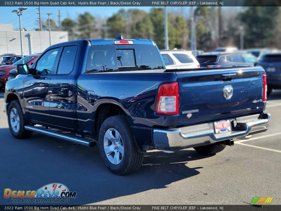 2022 Ram 1500 Big Horn Quad Cab 4x4 Hydro Blue Pearl / Black/Diesel Gray Photo #4
