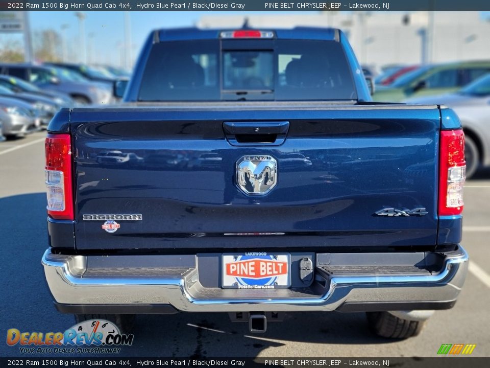 2022 Ram 1500 Big Horn Quad Cab 4x4 Hydro Blue Pearl / Black/Diesel Gray Photo #5