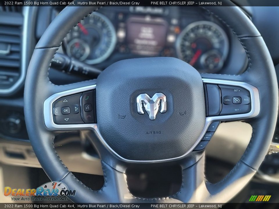 2022 Ram 1500 Big Horn Quad Cab 4x4 Hydro Blue Pearl / Black/Diesel Gray Photo #8