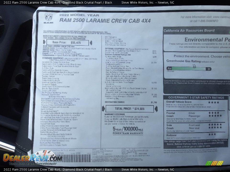 2022 Ram 2500 Laramie Crew Cab 4x4 Diamond Black Crystal Pearl / Black Photo #34