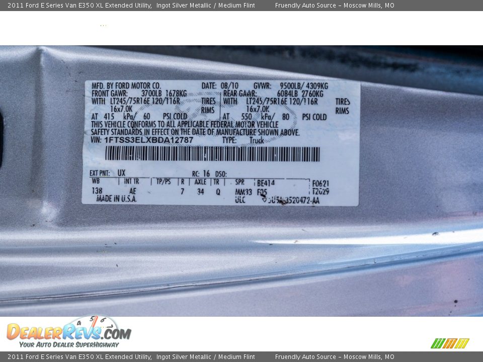 2011 Ford E Series Van E350 XL Extended Utility Ingot Silver Metallic / Medium Flint Photo #30