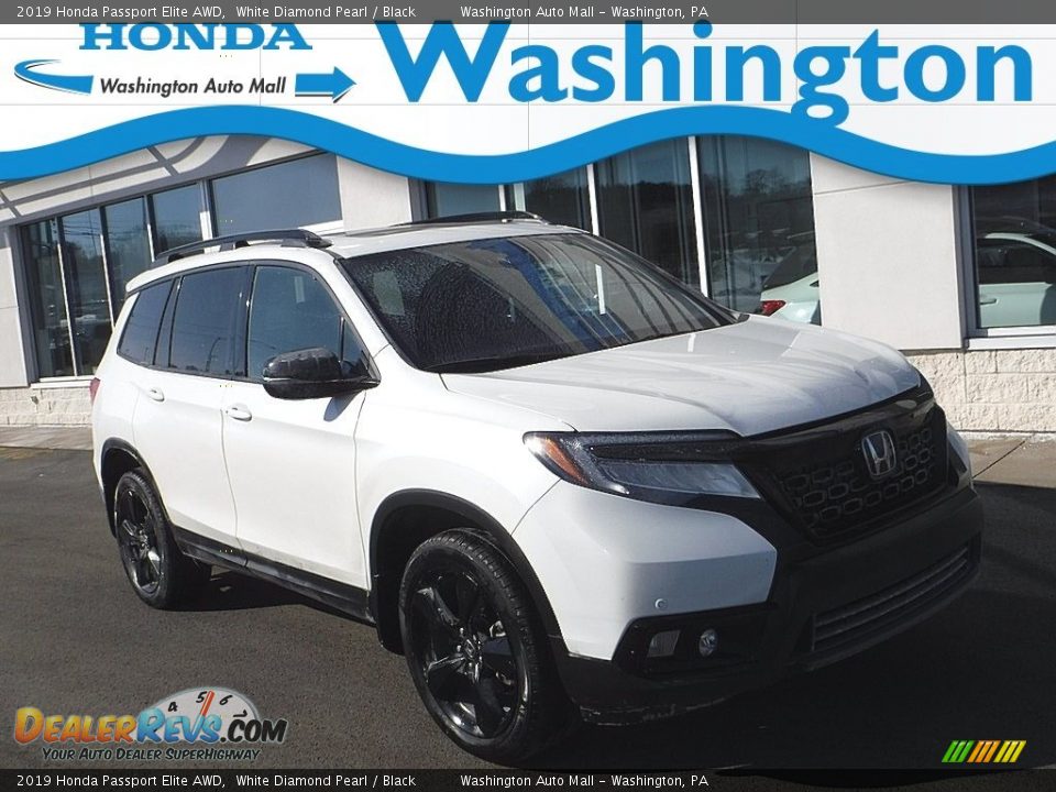 2019 Honda Passport Elite AWD White Diamond Pearl / Black Photo #1