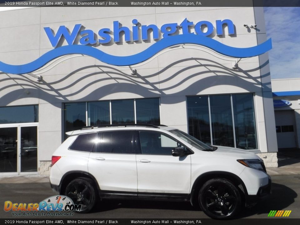 2019 Honda Passport Elite AWD White Diamond Pearl / Black Photo #2