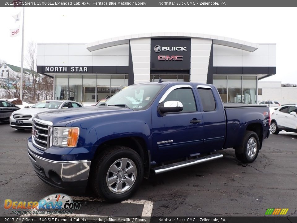 2013 GMC Sierra 1500 SLE Extended Cab 4x4 Heritage Blue Metallic / Ebony Photo #1