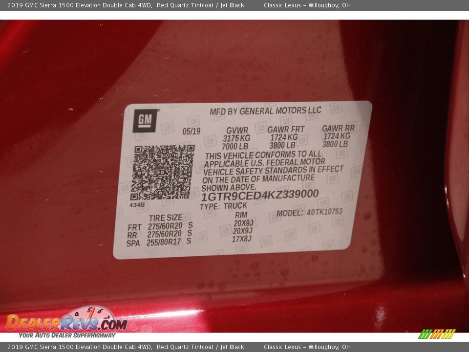 2019 GMC Sierra 1500 Elevation Double Cab 4WD Red Quartz Tintcoat / Jet Black Photo #22