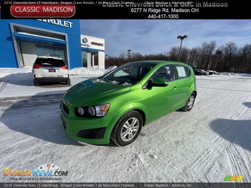 2016 Chevrolet Sonic LT Hatchback Dragon Green Metallic / Jet Black/Dark Titanium Photo #1