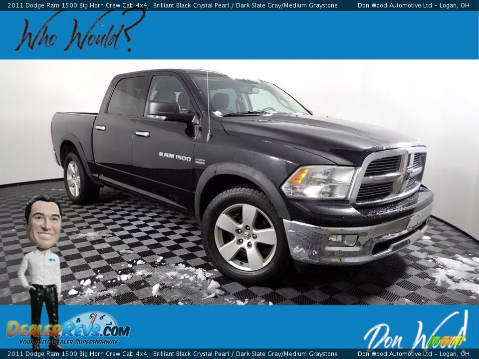 2011 Dodge Ram 1500 Big Horn Crew Cab 4x4 Brilliant Black Crystal Pearl / Dark Slate Gray/Medium Graystone Photo #1