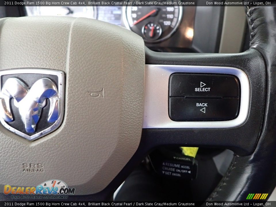 2011 Dodge Ram 1500 Big Horn Crew Cab 4x4 Brilliant Black Crystal Pearl / Dark Slate Gray/Medium Graystone Photo #15