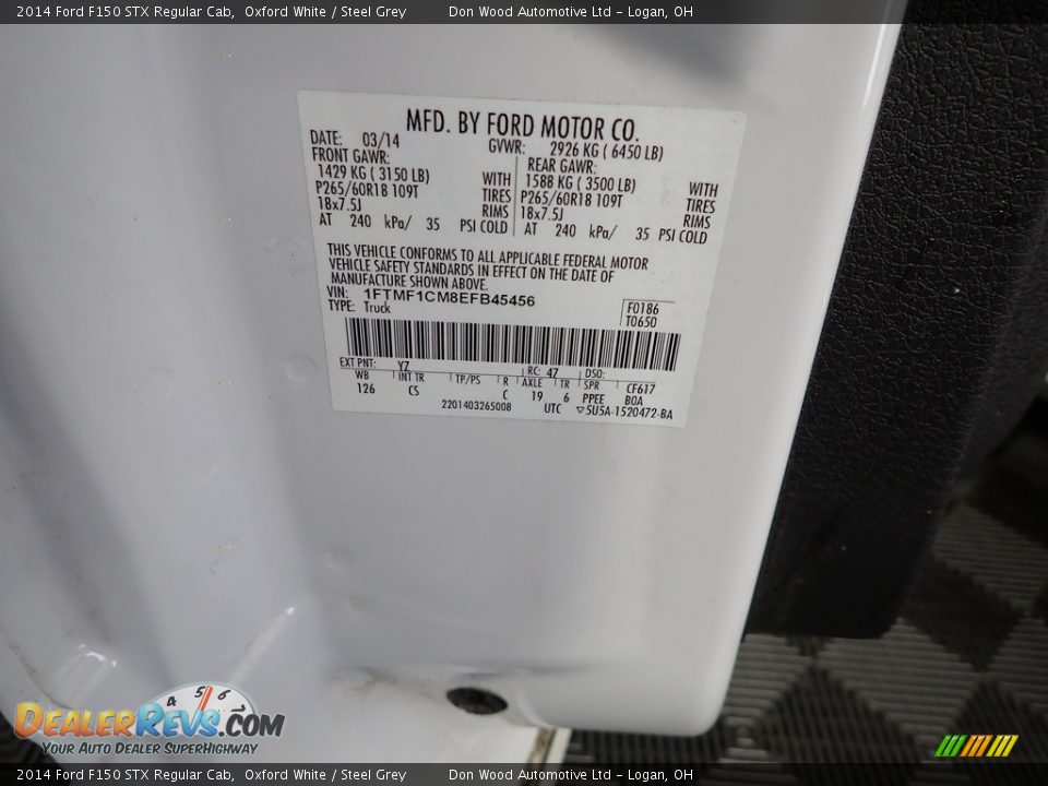 2014 Ford F150 STX Regular Cab Oxford White / Steel Grey Photo #28