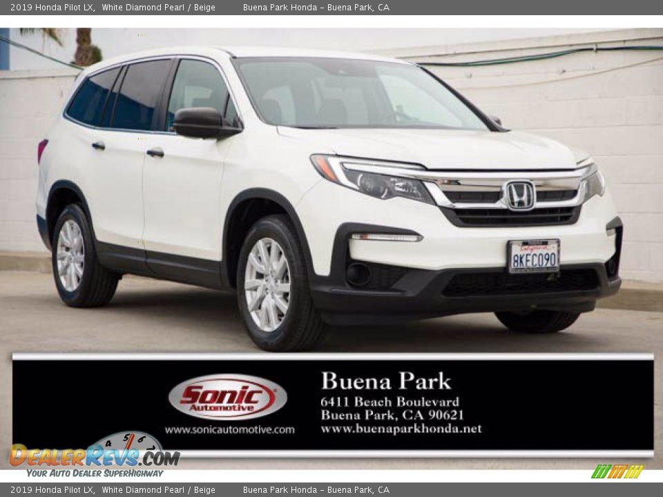 2019 Honda Pilot LX White Diamond Pearl / Beige Photo #1