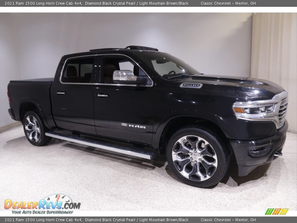 Diamond Black Crystal Pearl 2021 Ram 1500 Long Horn Crew Cab 4x4 Photo #1