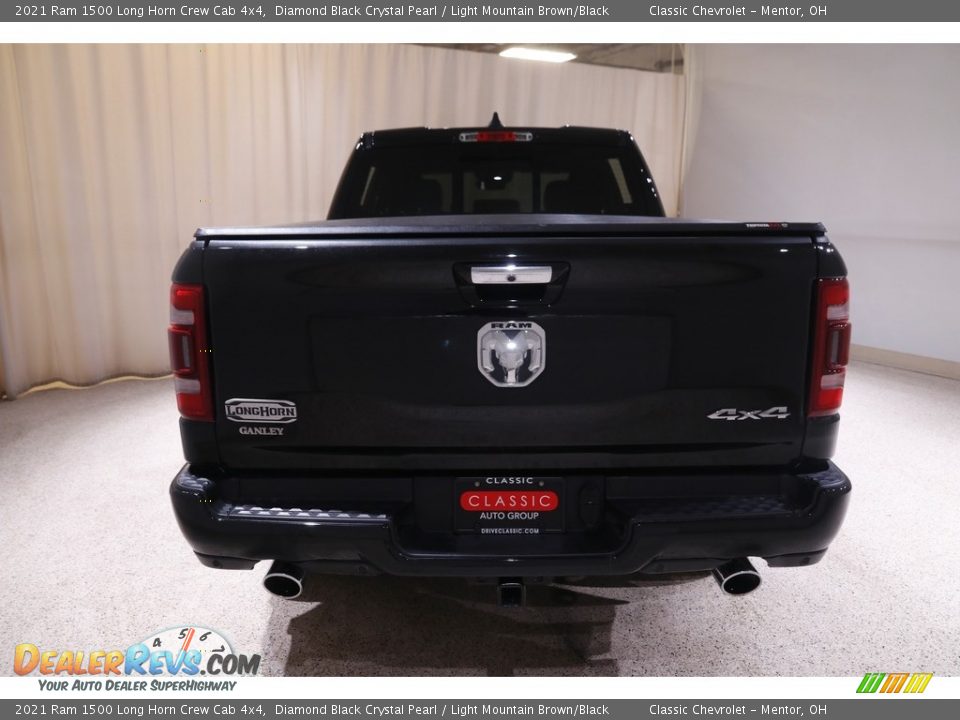 2021 Ram 1500 Long Horn Crew Cab 4x4 Diamond Black Crystal Pearl / Light Mountain Brown/Black Photo #20