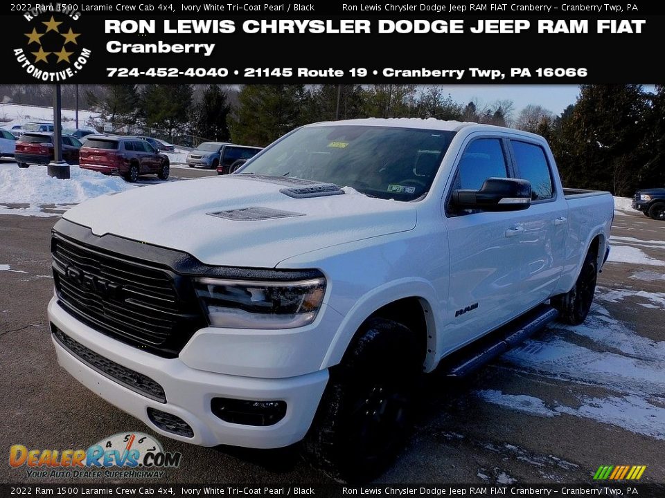 2022 Ram 1500 Laramie Crew Cab 4x4 Ivory White Tri-Coat Pearl / Black Photo #1