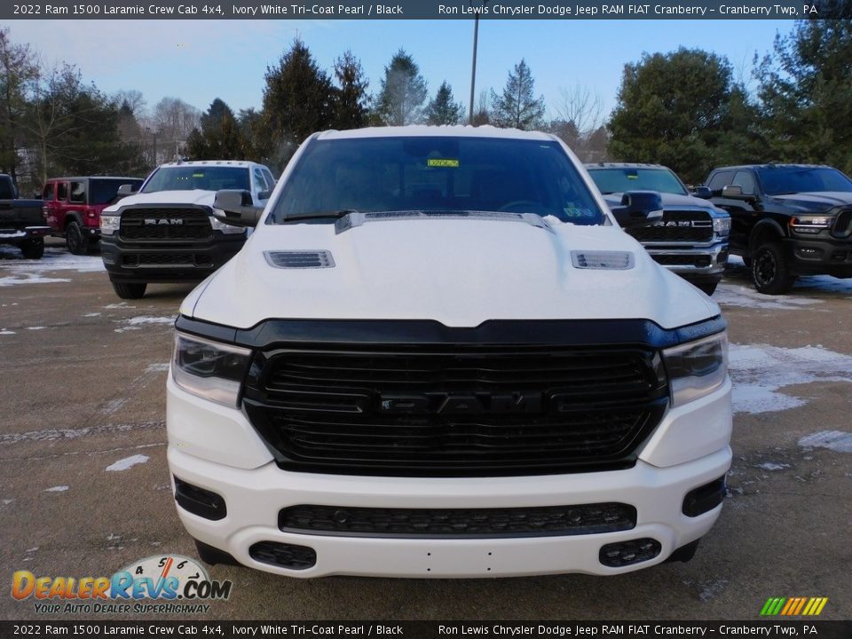 2022 Ram 1500 Laramie Crew Cab 4x4 Ivory White Tri-Coat Pearl / Black Photo #2