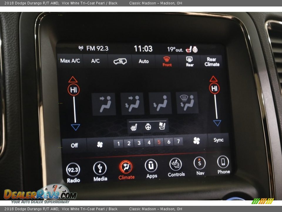 2018 Dodge Durango R/T AWD Vice White Tri-Coat Pearl / Black Photo #10