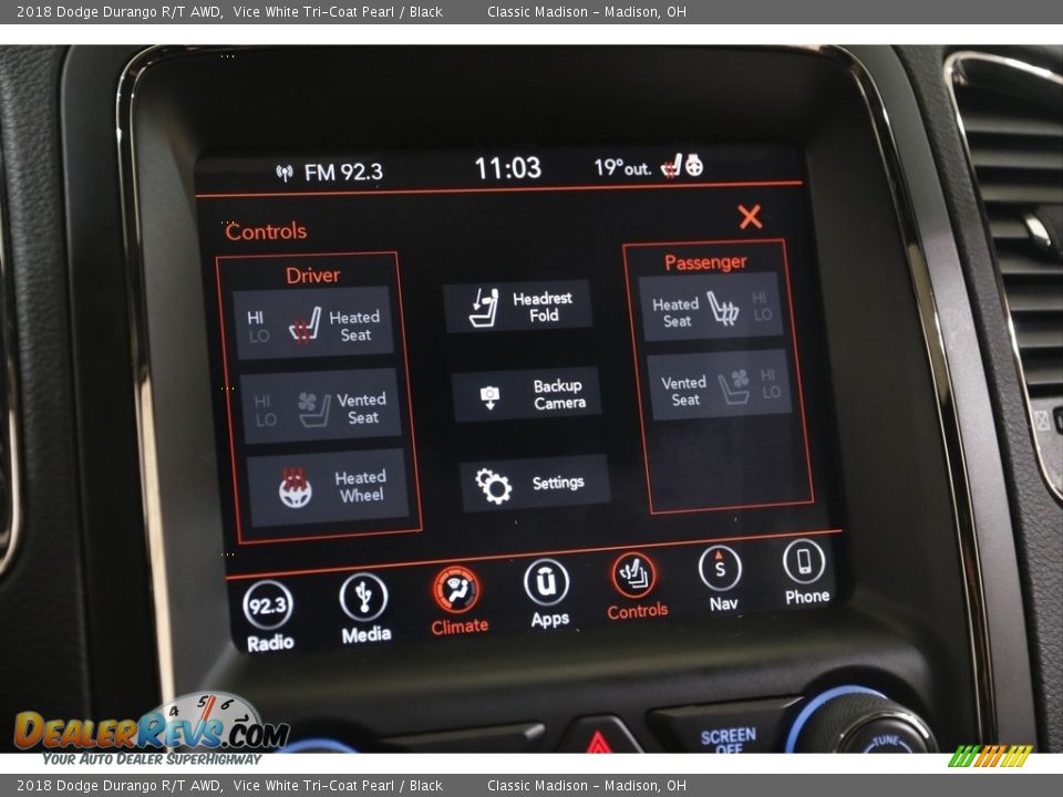 2018 Dodge Durango R/T AWD Vice White Tri-Coat Pearl / Black Photo #11