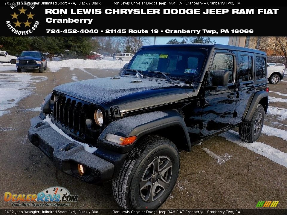 2022 Jeep Wrangler Unlimited Sport 4x4 Black / Black Photo #1