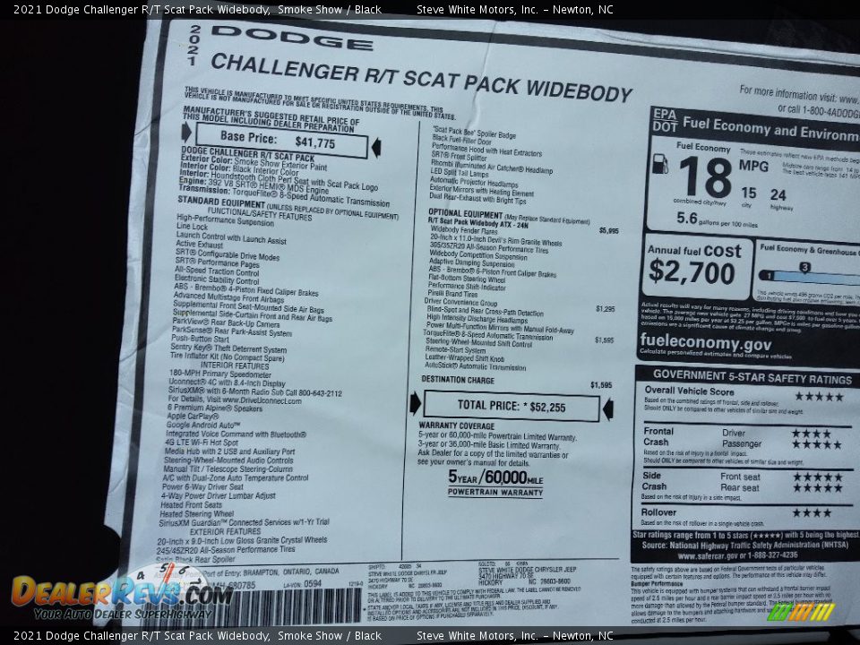 2021 Dodge Challenger R/T Scat Pack Widebody Smoke Show / Black Photo #26