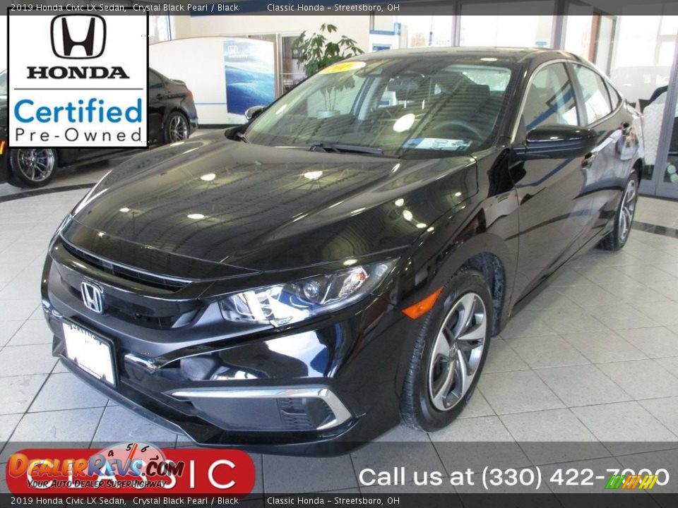 2019 Honda Civic LX Sedan Crystal Black Pearl / Black Photo #1